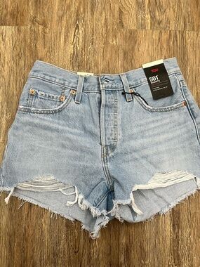 Levi's Light Blue Distressed Denim Cutoff Shorts
